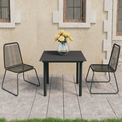Berkfield 3 Piece Garden Dining Set Pvc Rattan Black - image 1