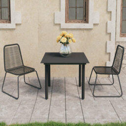 Berkfield 3 Piece Garden Dining Set Pvc Rattan Black - thumbnail 1