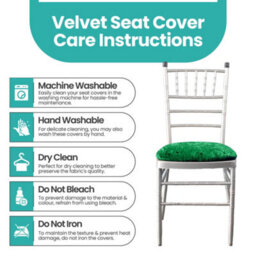 Neel Blue Emerald Green Velvet Chair Seat Pad Cover - Pack Of 10 - thumbnail 3