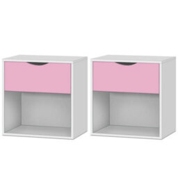 Afn Home Delvito 4 Piece Bedroom Set,  2 Door Wardrobe, 5 Drawer Chest & 2 Bedside Cabinets, Pink/white - thumbnail 5