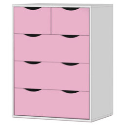 Afn Home Delvito 4 Piece Bedroom Set,  2 Door Wardrobe, 5 Drawer Chest & 2 Bedside Cabinets, Pink/white - thumbnail 6