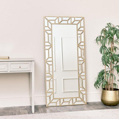 Melody Maison Large Gold Geometric Framed Mirror 70Cm X 150Cm - image 1