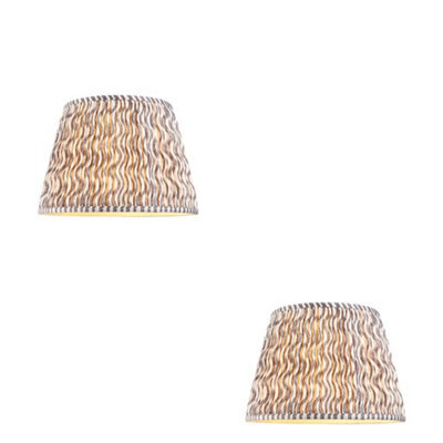 Loops Stylish 2 Pack Of 40Cm Pearl Grey Tapered Cylinder Lamp Shades - Handcrafted Elegance - image 1
