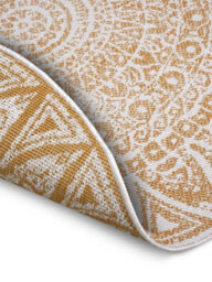 The Rugs Lilja Vintage Round Rug Indoor Outdoor Reversible Durable Easy Care In Mustard - thumbnail 2