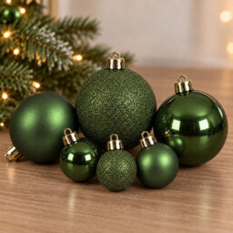 Decoris 30 Pine Green Baubles Shatterproof Christmas Tree Hanging Decor - thumbnail 5