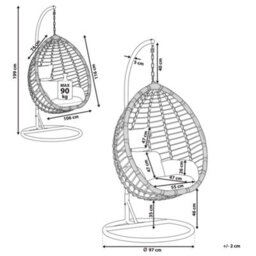 Beliani Hanging Chair With Stand Tollo Pe Rattan Black - thumbnail 3