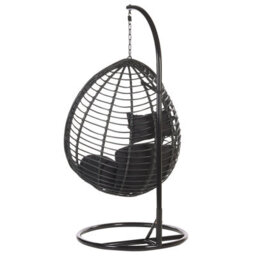 Beliani Hanging Chair With Stand Tollo Pe Rattan Black - thumbnail 5