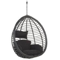 Beliani Hanging Chair With Stand Tollo Pe Rattan Black - thumbnail 6