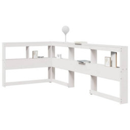 Berkfield Bookcase Headboard L-Shaped White 90 Cm Solid Wood Pine - thumbnail 1