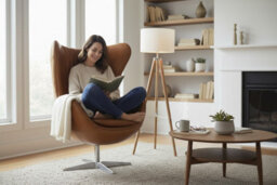 Aviator Retro Armchair Swivel Egg Vintage Tan Distressed Real Leather - thumbnail 4