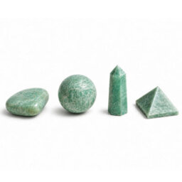 Four Gemstone Shapes Set Amazonite Heart, Sphere, Obelisk & Pyramid - thumbnail 3