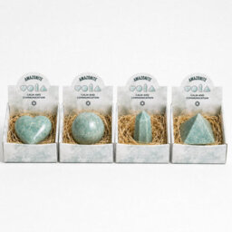 Four Gemstone Shapes Set Amazonite Heart, Sphere, Obelisk & Pyramid - thumbnail 1