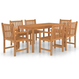 Berkfield 7 Piece Garden Dining Set Solid Teak Wood - thumbnail 2