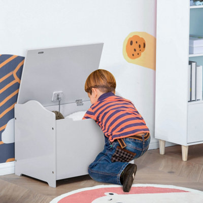 Homcom 40X60Cm Kids Storage Box Toy Organiser For Child 3 Yrs+ Bedroom Grey - image 1
