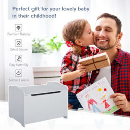 Homcom 40X60Cm Kids Storage Box Toy Organiser For Child 3 Yrs+ Bedroom Grey - thumbnail 4