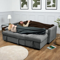 Bravich Milo Corner Sofa Bed With Storage - Velvet Sofa Bed & Pull Out Bed - thumbnail 6