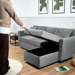 Bravich Milo Corner Sofa Bed With Storage - Velvet Sofa Bed & Pull Out Bed - thumbnail 8