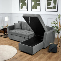 Bravich Milo Corner Sofa Bed With Storage - Velvet Sofa Bed & Pull Out Bed - thumbnail 3