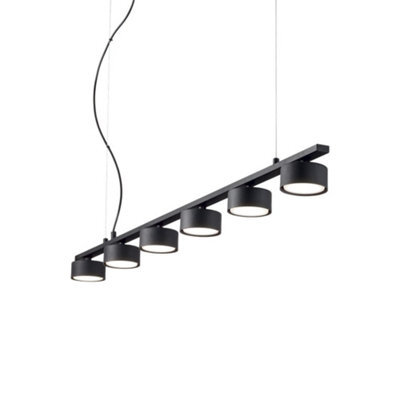 Ideal Lux Minor Indoor 6 Light Ceiling Linear Pendant Lamp 6 Lights Black
