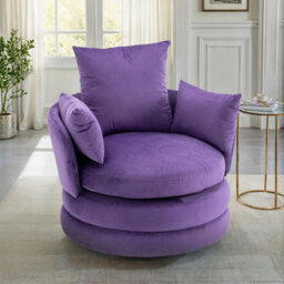 Accent Swivel Chair In Purple Velvet - thumbnail 1