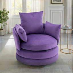 Accent Swivel Chair In Purple Velvet - thumbnail 2