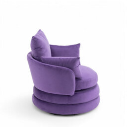 Accent Swivel Chair In Purple Velvet - thumbnail 5
