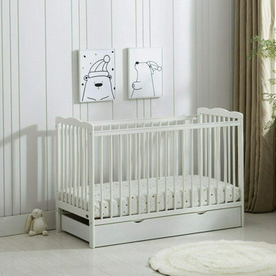 Mcc Direct Brooklyn Baby Cot Bed White With Drawer - image 1