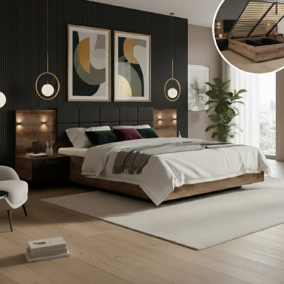 Heze Furniture Kassel Super King Size Ottoman Storage Bed With Bedside Tables 180B - image 1