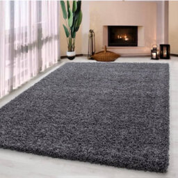 Uetian Dark Grey Shaggy Rug Thick Pile Soft Carpet For Living Room Bedroom (120X170 Cm) - thumbnail 1
