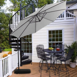 Breeins Light Grey Outdoor Garden Patio Banana Cantilever Parasol Patio Umbrellas For Backyard And Pool With Fillable Base And Wheels - thumbnail 2