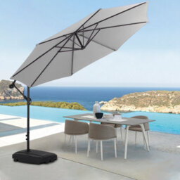 Breeins Light Grey Outdoor Garden Patio Banana Cantilever Parasol Patio Umbrellas For Backyard And Pool With Fillable Base And Wheels - thumbnail 1