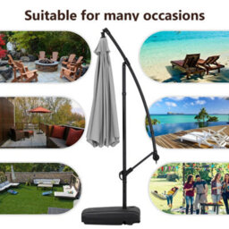 Breeins Light Grey Outdoor Garden Patio Banana Cantilever Parasol Patio Umbrellas For Backyard And Pool With Fillable Base And Wheels - thumbnail 6