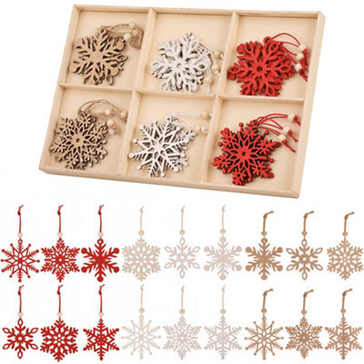 Neel Blue Rustic Christmas Wooden Snowflake Ornaments - 18Pcs - image 1