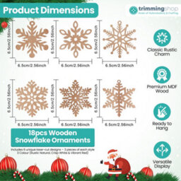 Neel Blue Rustic Christmas Wooden Snowflake Ornaments - 18Pcs - thumbnail 2