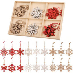 Neel Blue Rustic Christmas Wooden Snowflake Ornaments - 18Pcs
