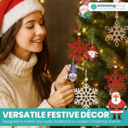 Neel Blue Rustic Christmas Wooden Snowflake Ornaments - 18Pcs - thumbnail 3