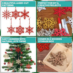 Neel Blue Rustic Christmas Wooden Snowflake Ornaments - 18Pcs - thumbnail 7