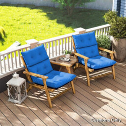 Set Of 2 Adirondack Chair Cushions, Garden Seat Cushion Pads W/ Ties, Blue - thumbnail 3