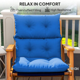 Set Of 2 Adirondack Chair Cushions, Garden Seat Cushion Pads W/ Ties, Blue - thumbnail 4