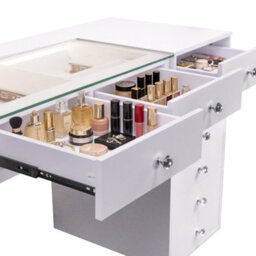 Fenchilin 8-Drawer Vanity Dressing Table With Led Lights 120X55X81Cm White Makeup Desk - thumbnail 6