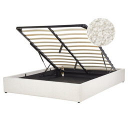 Beliani Ottoman Bed Without Headboard Boucle Dinan 160 X 200 Cm (Eu King Size) Off-White - thumbnail 1