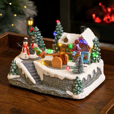 Marco Paul Musical Christmas Village Led Decoration - See Saw - image 1