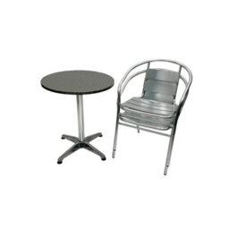 Garden Bistro Set   2 Aluminium Chairs  1 Round Aluminium Table - thumbnail 1