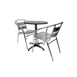 Garden Bistro Set   2 Aluminium Chairs  1 Round Aluminium Table - thumbnail 2