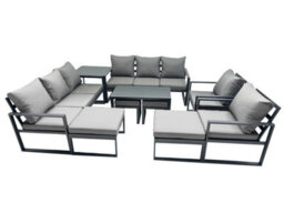 Fimous Outdoor Garden Furniture Set Aluminium Lounge 3 Seat Sofa Oblong Coffee Table Sets With 2 Chairs 4 Stools Side Table - thumbnail 1