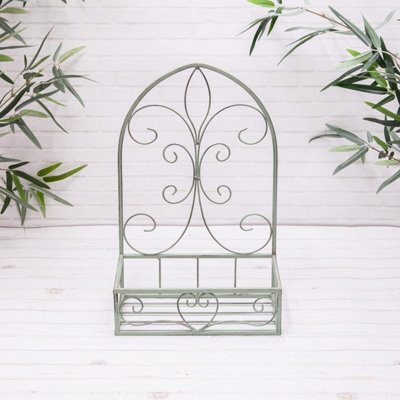Annibells Antique Green Metal Ornate Vintage Wall Baskets (17918) - Small - image 1