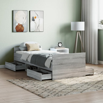 Berkfield Bed Frame With Headboard And Footboard Grey Sonoma 75X190 Cm - image 1