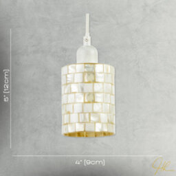 Happy Homewares Modern Cylindrical Pendant Light Shade Mother Of Pearl Style Mosaic - thumbnail 7