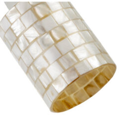 Happy Homewares Modern Cylindrical Pendant Light Shade Mother Of Pearl Style Mosaic - thumbnail 4