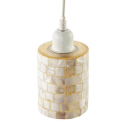 Happy Homewares Modern Cylindrical Pendant Light Shade Mother Of Pearl Style Mosaic - thumbnail 3